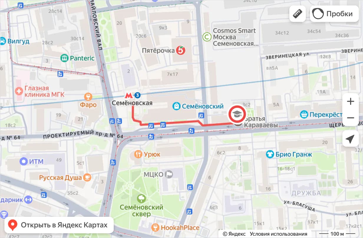 Карта проезда к офису юридической компании «Кабаев и партнёры»